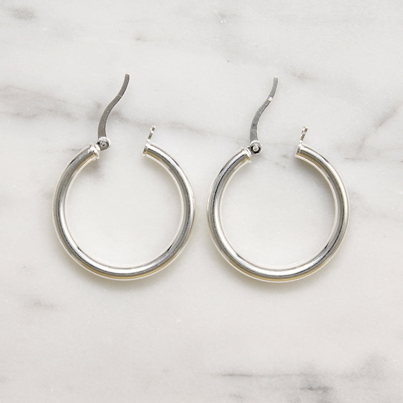 Recycled Sterling Silver 28mm Tube Hoops