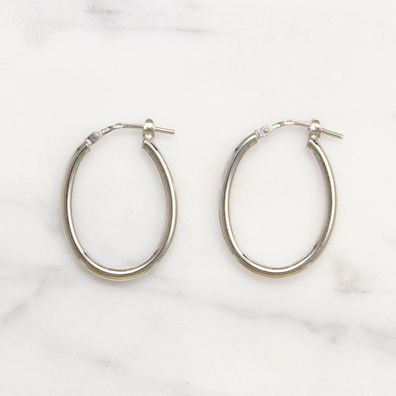 Oval Tube Hoops in Recycled Sterling Silver 
