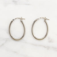 Oval Tube Hoops in Recycled Sterling Silver 