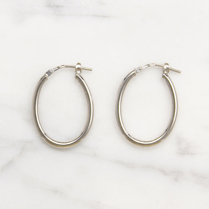 Oval Tube Hoops in Recycled Sterling Silver 