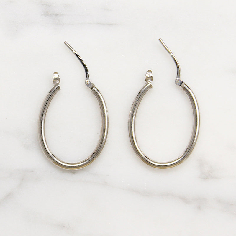 Oval Tube Hoops in Recycled Sterling Silver 
