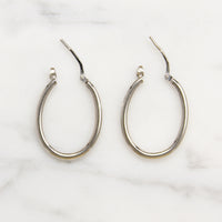 Oval Tube Hoops in Recycled Sterling Silver 