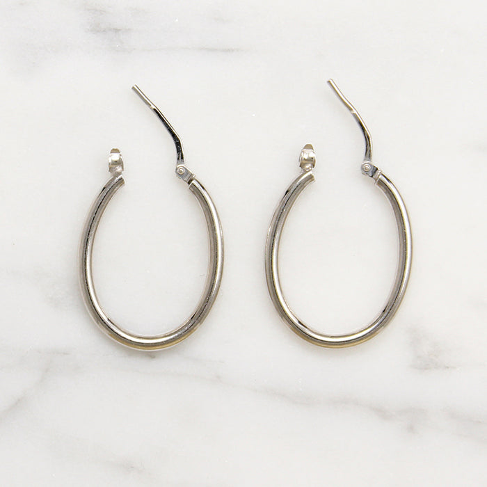 Oval Tube Hoops in Recycled Sterling Silver 
