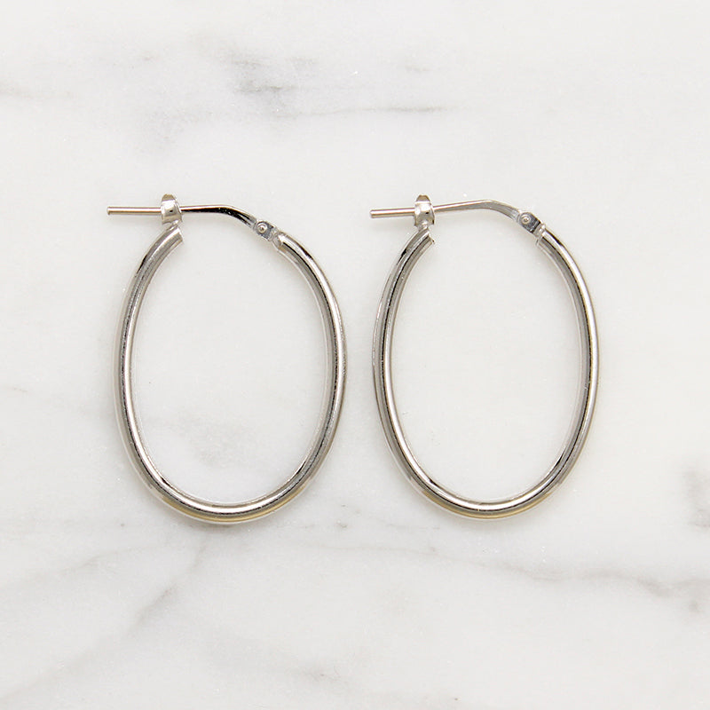 Recycled Sterling Silver 28mm Oval Tube Hoops
