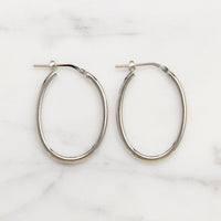 Recycled Sterling Silver 28mm Oval Tube Hoops