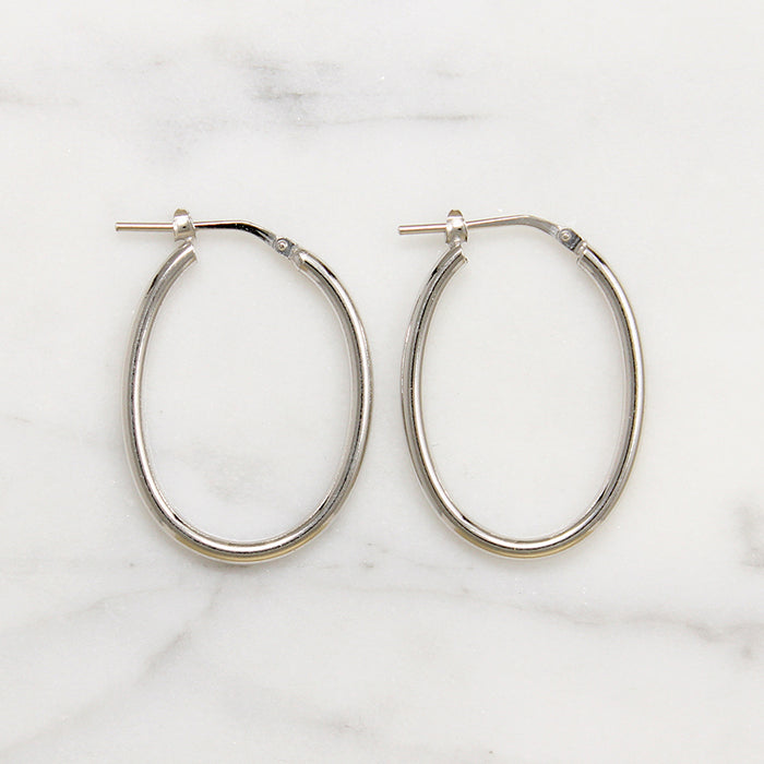 Recycled Sterling Silver 28mm Oval Tube Hoops