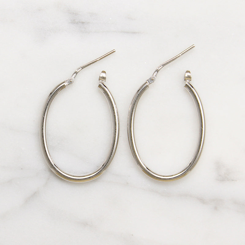 Recycled Sterling Silver 28mm Oval Tube Hoops