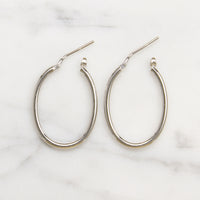 Recycled Sterling Silver 28mm Oval Tube Hoops
