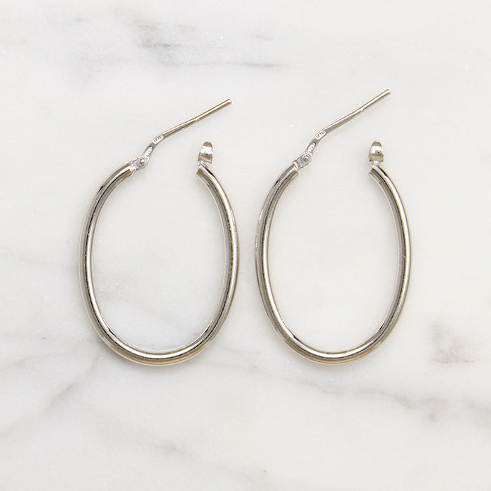 Recycled Sterling Silver 28mm Oval Tube Hoops