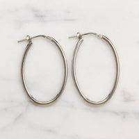 Recycled Sterling Silver 34mm Oval Tube Hoops
