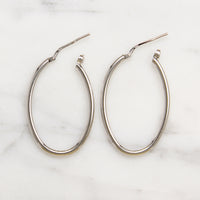 Recycled Sterling Silver 34mm Oval Tube Hoops