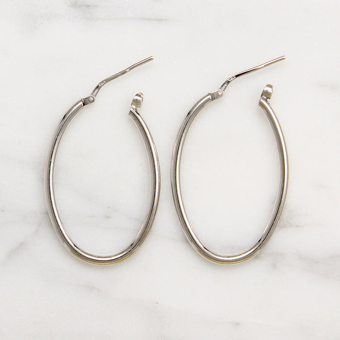 Recycled Sterling Silver 34mm Oval Tube Hoops