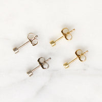 Tiny 14k Gold Bezel Diamond Studs