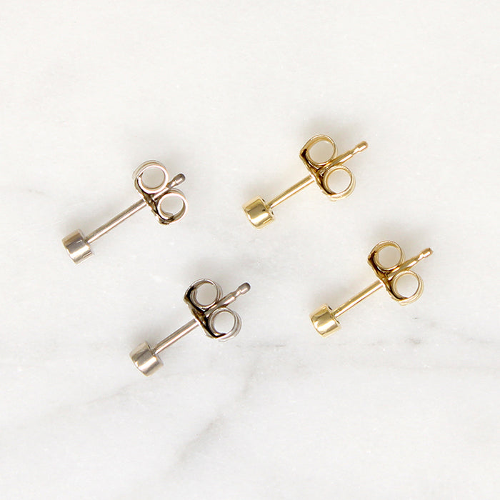 Tiny 14k Gold Bezel Diamond Studs