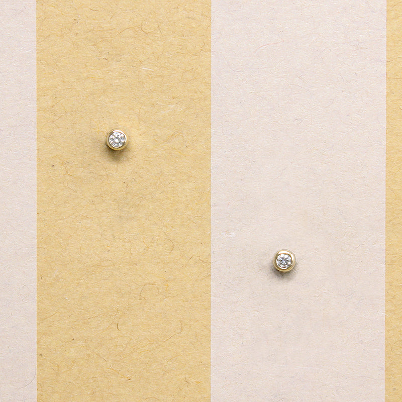 Tiny 14k Gold Bezel Diamond Studs