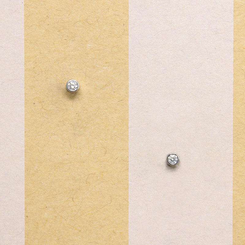Tiny 14k Gold Bezel Diamond Studs