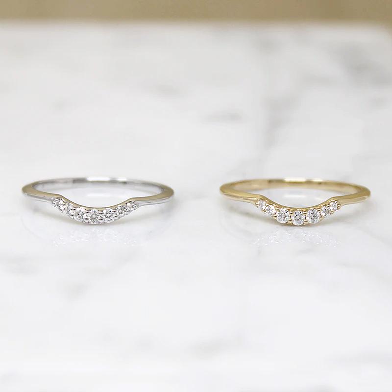Curved Diamond Band in Recycled Gold