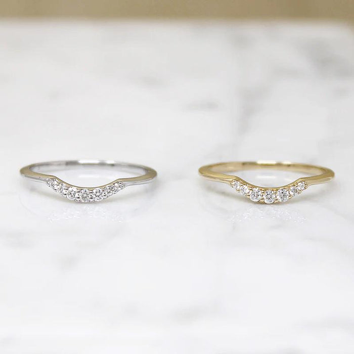 Curved Diamond Band in Recycled Gold