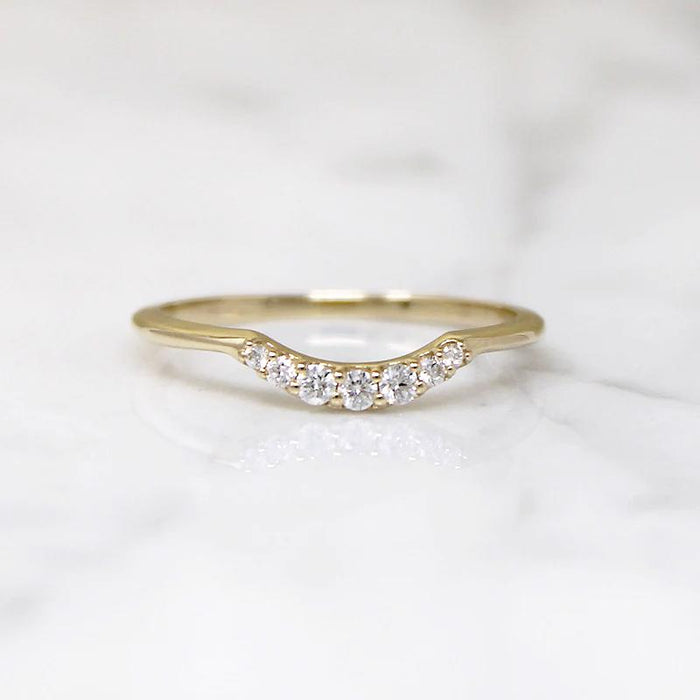 Curved Diamond Band in Recycled Gold