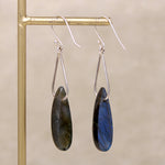 Fantastical Moon Phase Carved Labradorite Earrings