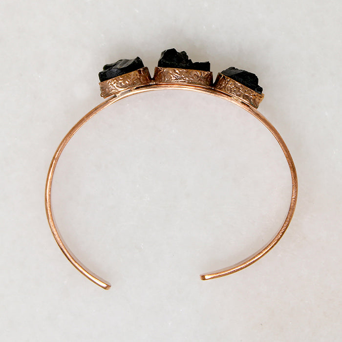 Artisan Black Tourmaline & Copper Moon Phase Cuff