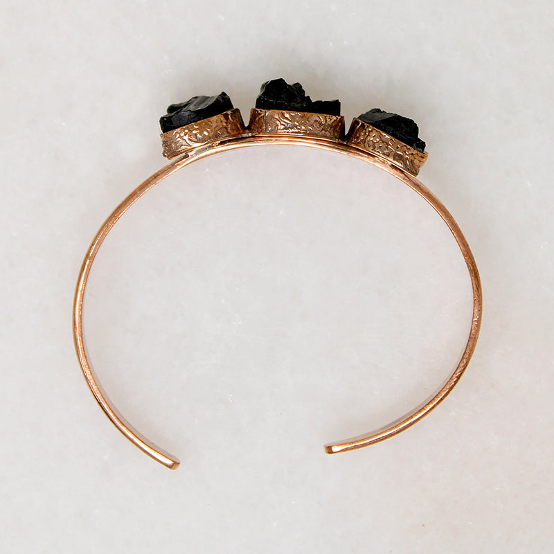 Artisan Black Tourmaline & Copper Moon Phase Cuff