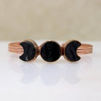 Artisan Black Tourmaline & Copper Moon Phase Cuff