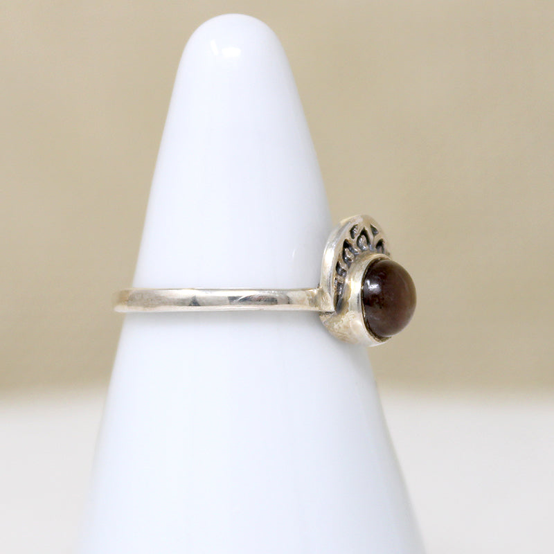 Crescent Moon Crown Brown Labradorite Artisan Ring