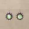 Leafy Green Art Glass in Silver Petal Earrings