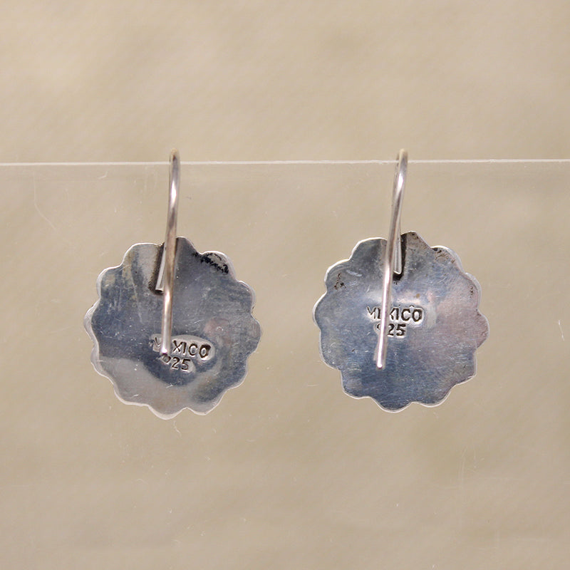 Leafy Green Art Glass in Silver Petal Earrings