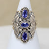 Dramatic Iolite & Recycled Silver Artisan Ring