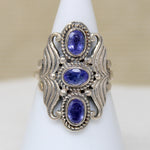 Dramatic Iolite & Recycled Silver Artisan Ring