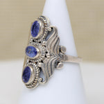 Dramatic Iolite & Recycled Silver Artisan Ring