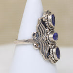 Dramatic Iolite & Recycled Silver Artisan Ring