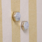 Iridescent Moonstone Hexagons in Sterling Stud Earrings