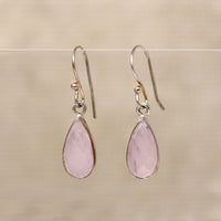 Faceted Pink Quartz & Sterling Artisan Drop Earrings