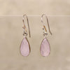 Faceted Pink Quartz & Sterling Artisan Drop Earrings