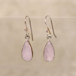 Faceted Pink Quartz & Sterling Artisan Drop Earrings