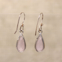 Faceted Pink Quartz & Sterling Artisan Drop Earrings