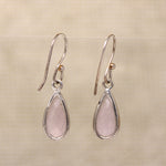 Faceted Pink Quartz & Sterling Artisan Drop Earrings