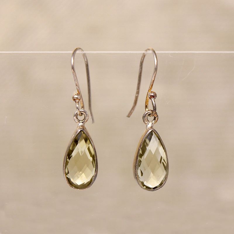 Citrine & silver drop earrings