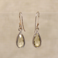 Citrine & silver drop earrings