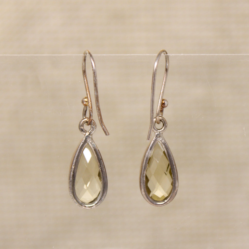 Citrine & silver drop earrings