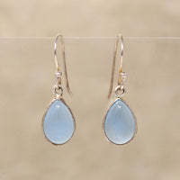 Glowing Blue Chalcedony Artisan Drop Earrings