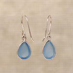 Glowing Blue Chalcedony Artisan Drop Earrings
