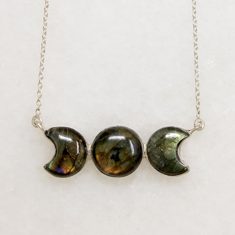 Mystical Labradorite Moon Phase Artisan Necklace