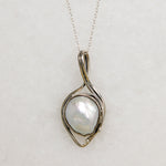 Freshwater Pearl in Freeform Silver Pendant
