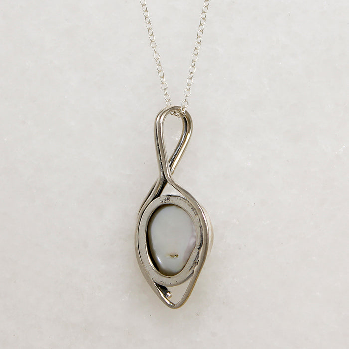 Freshwater Pearl in Freeform Silver Pendant