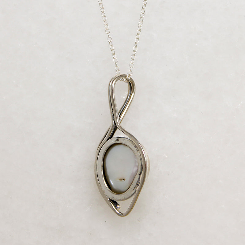 Freshwater Pearl in Freeform Silver Pendant
