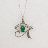 Sterling Eye of Ra Pendant with Green Agate Pupil
